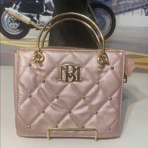 Badgley Mischka Pink and Gold Mini Quilted Bag
